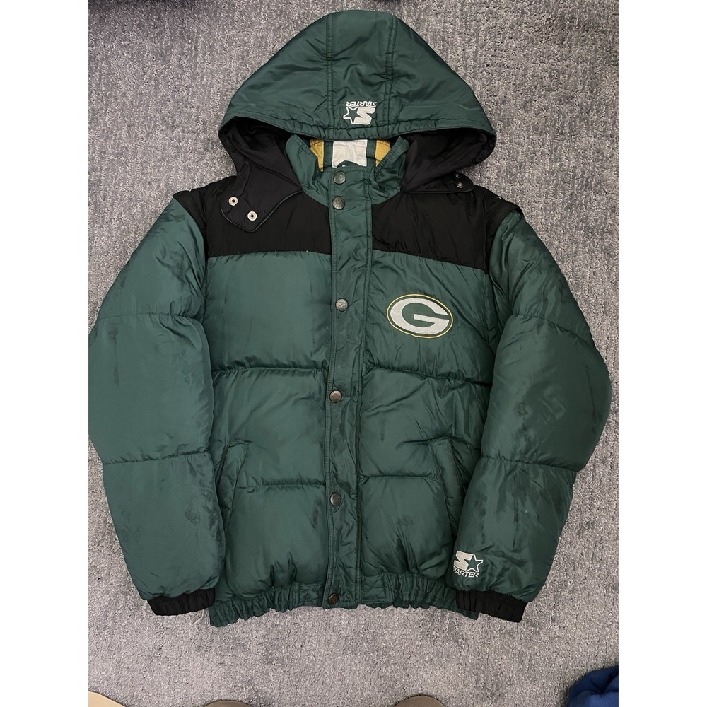 Green Bayer Packers Puffer Jack Rare Vintage Jacket Men's